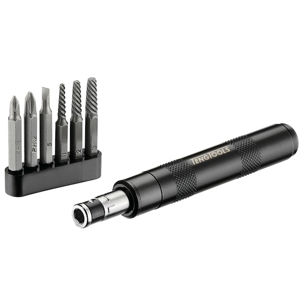 7pc 1/4" Drive Mini Reversible Manual Hand Impact Driver/Extractor Set